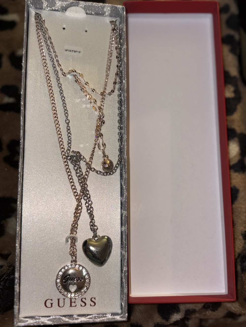 GUESS Two-Tone Heart & Logo Layered Necklace - Gold & Silver